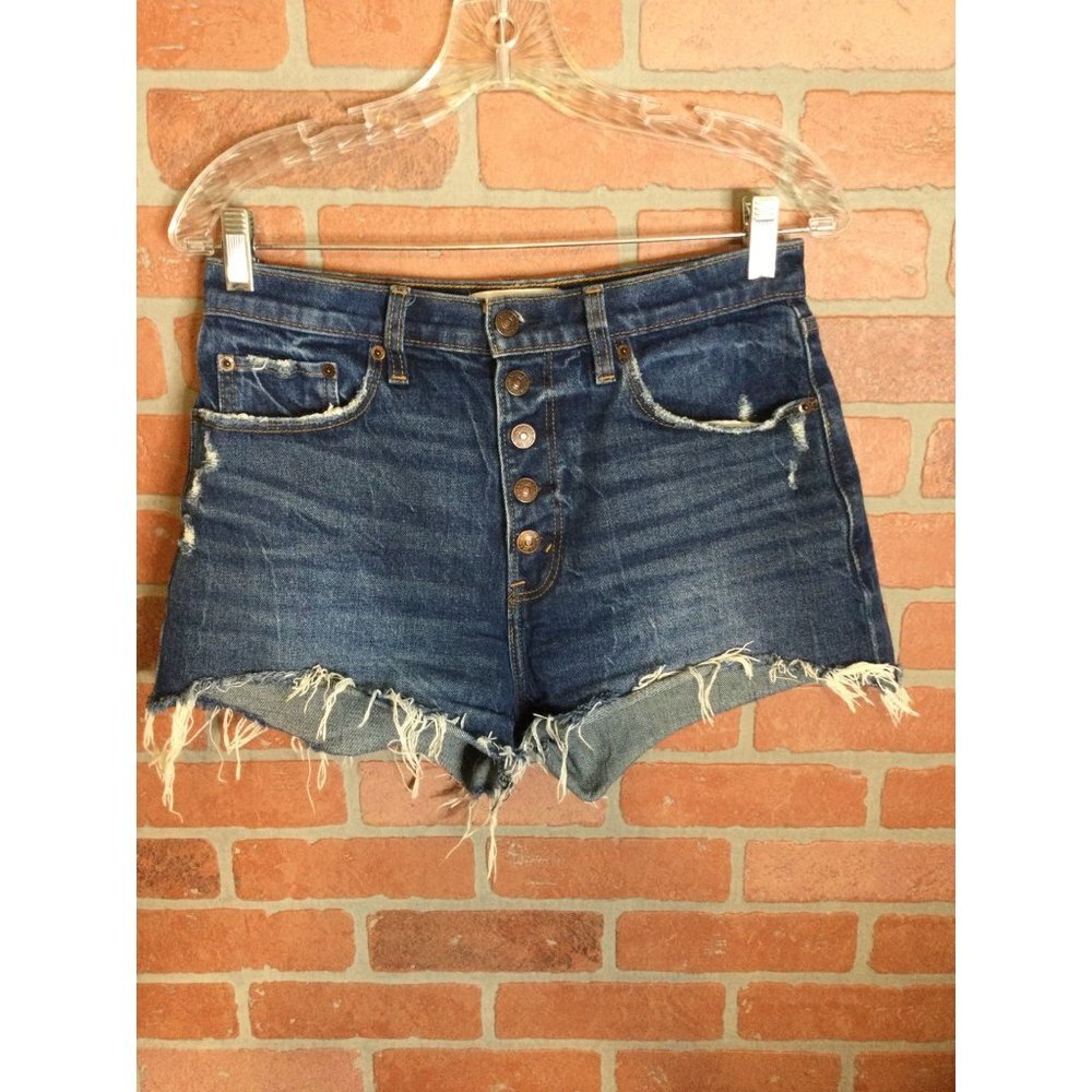 Abercrombie Fitch High Rise Mom Short cut off jean shorts 27/4 coastal cowgirl